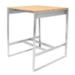 Bond square teak + stainless steel bar table