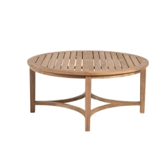 Round teak coffee table