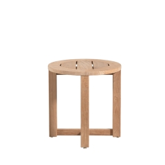 Round teak side table