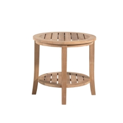 Round teak side table