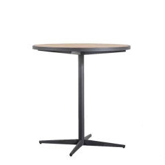 Round teak + steel bar table