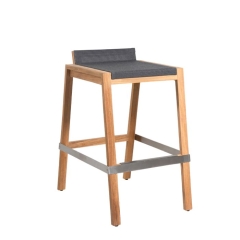 Teak + sling stacking barstool
