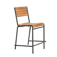Teak + steel stacking counter stool