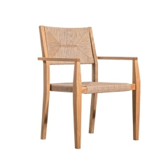 Teak + wicker stacking armchair