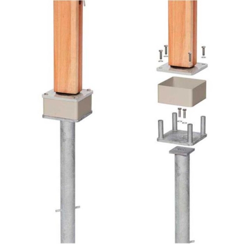 Eucalyptus 12 ft. octagon cantilevered umbrella w/ concrete-mount base