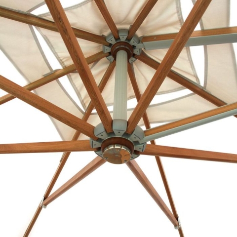 Eucalyptus 12 ft. octagon cantilevered umbrella w/ concrete-mount base