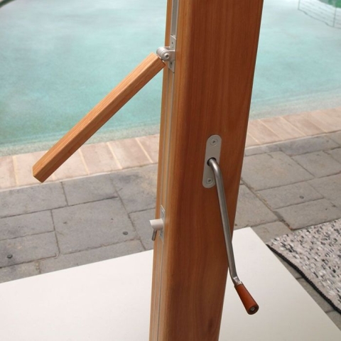Eucalyptus 12 ft. octagon cantilevered umbrella w/ concrete-mount base