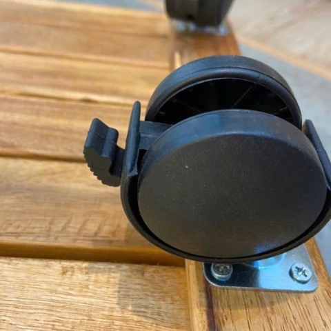 Wooden plant pot base with wheels