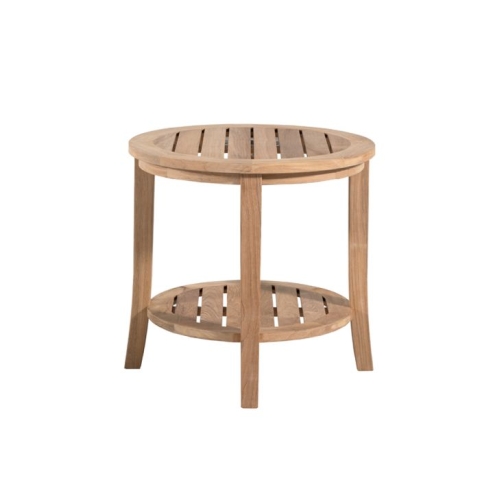 Round teak side table