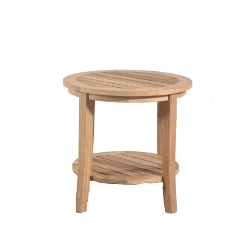 Round teak side table