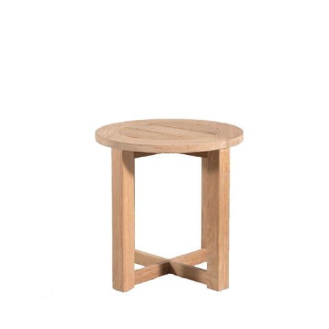 Round teak side table