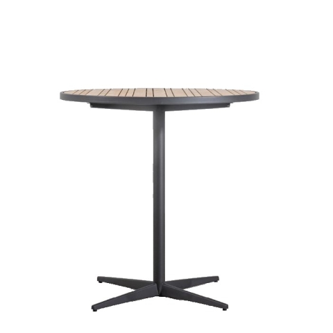 Round teak + steel bar table