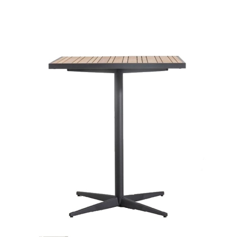 Square teak + steel bar table
