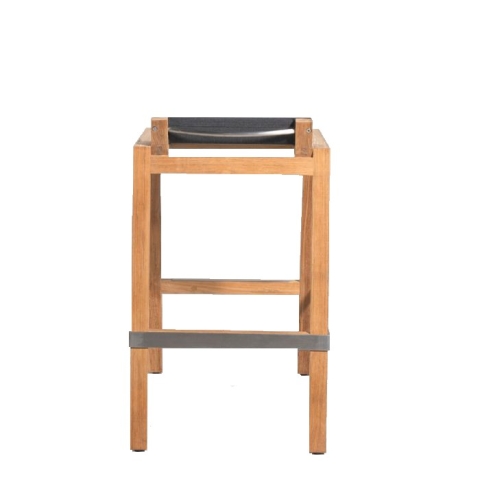 Teak + sling stacking barstool