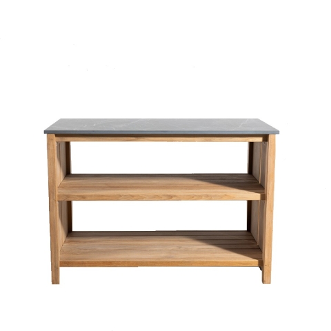 Teak console - porcelain top
