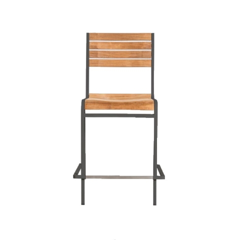 Teak + steel stacking counter stool