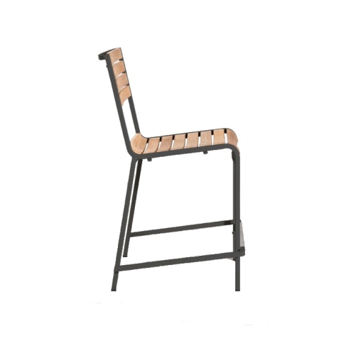 Teak + steel stacking counter stool