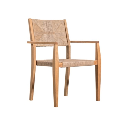 Teak + wicker stacking armchair