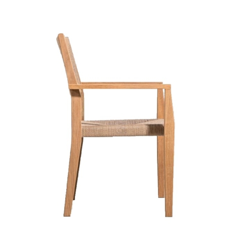 Teak + wicker stacking armchair