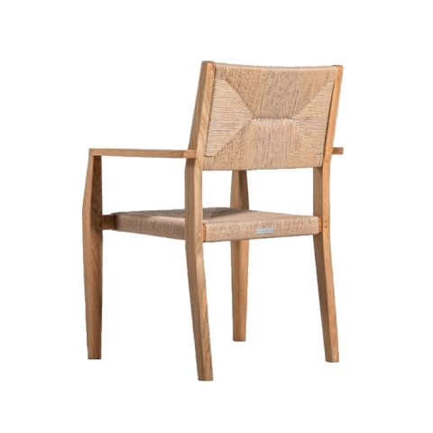 Teak + wicker stacking armchair