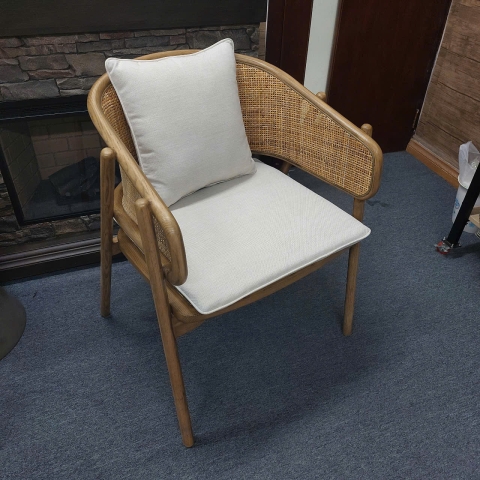 Ash wood dining chair combined with natural rattan