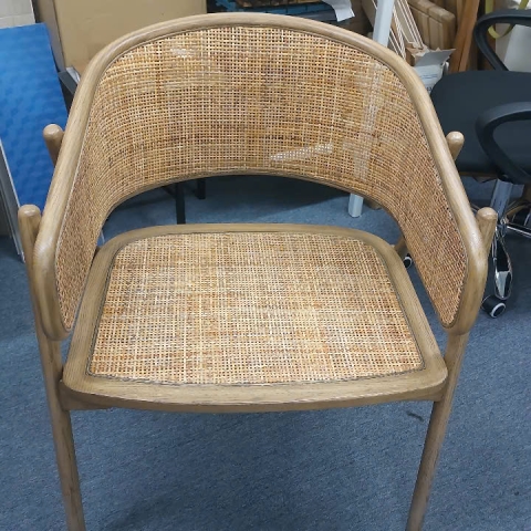 Ash wood dining chair combined with natural rattan